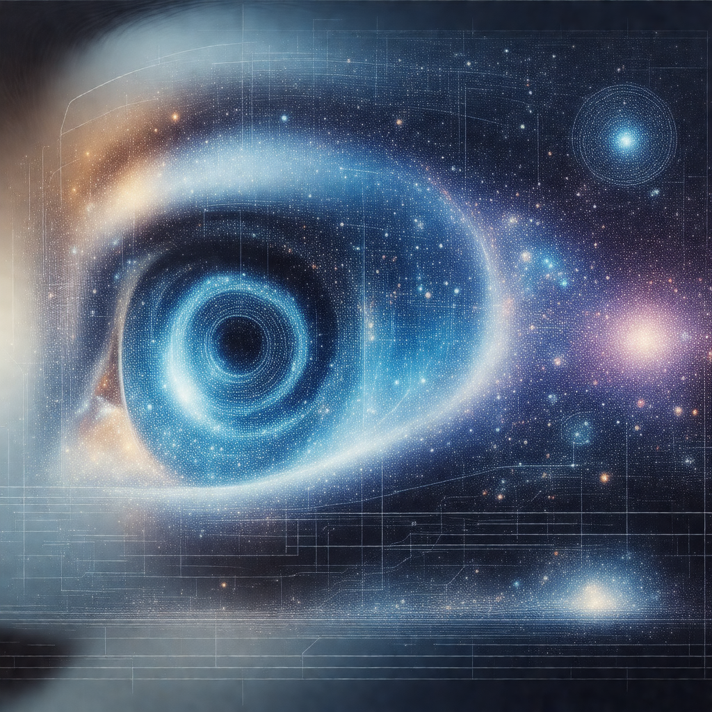 Close-up of a human eye, with a blue background