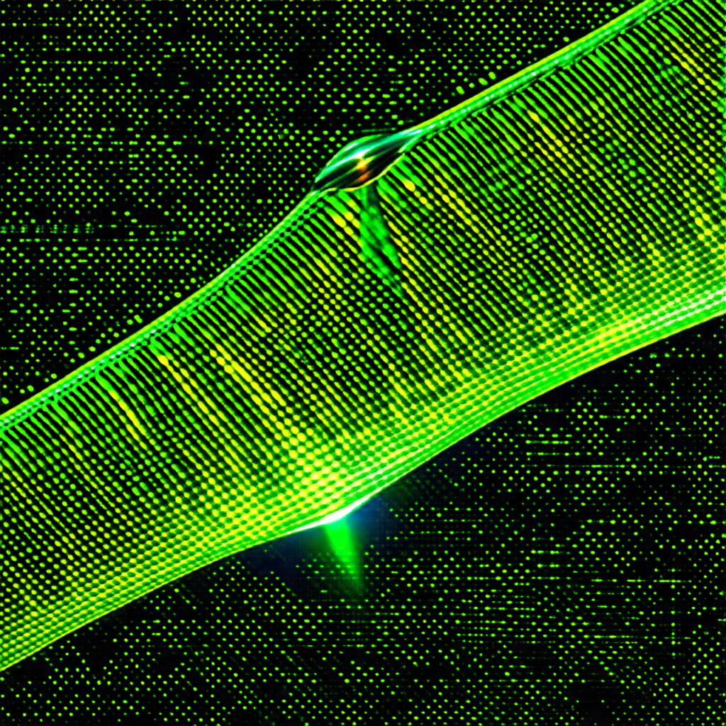 Green, wavy line that appears to be a representation of a...