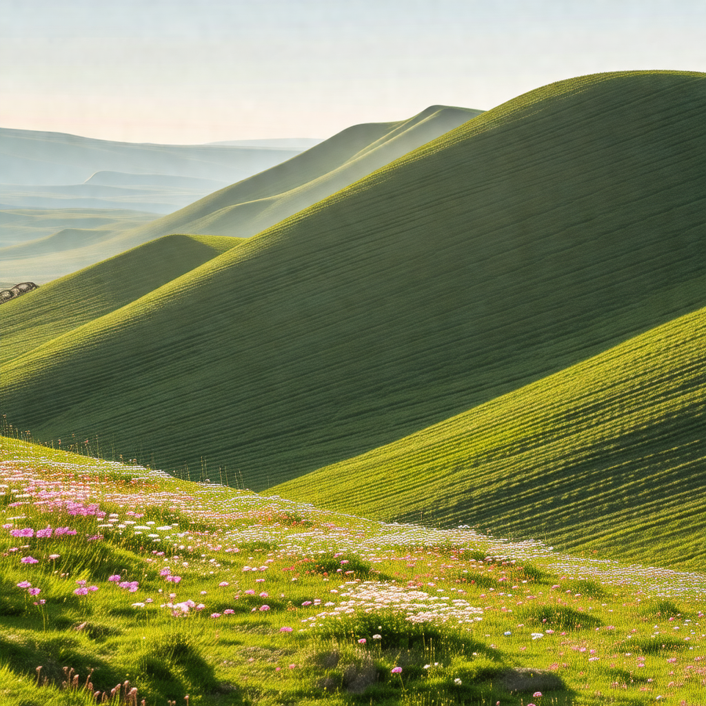 Lush green hillside with a beautiful view of the valley b...