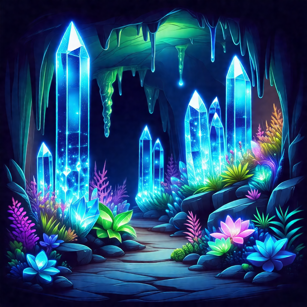 Beautifully designed cave with a path leading through it