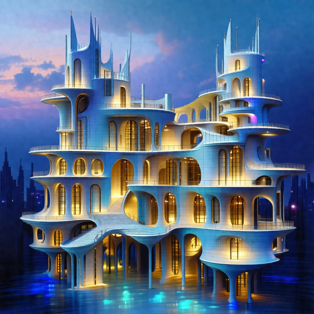 Large, futuristic building with a unique design