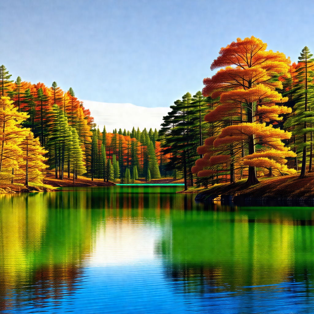 Serene lake surrounded by a forest of trees