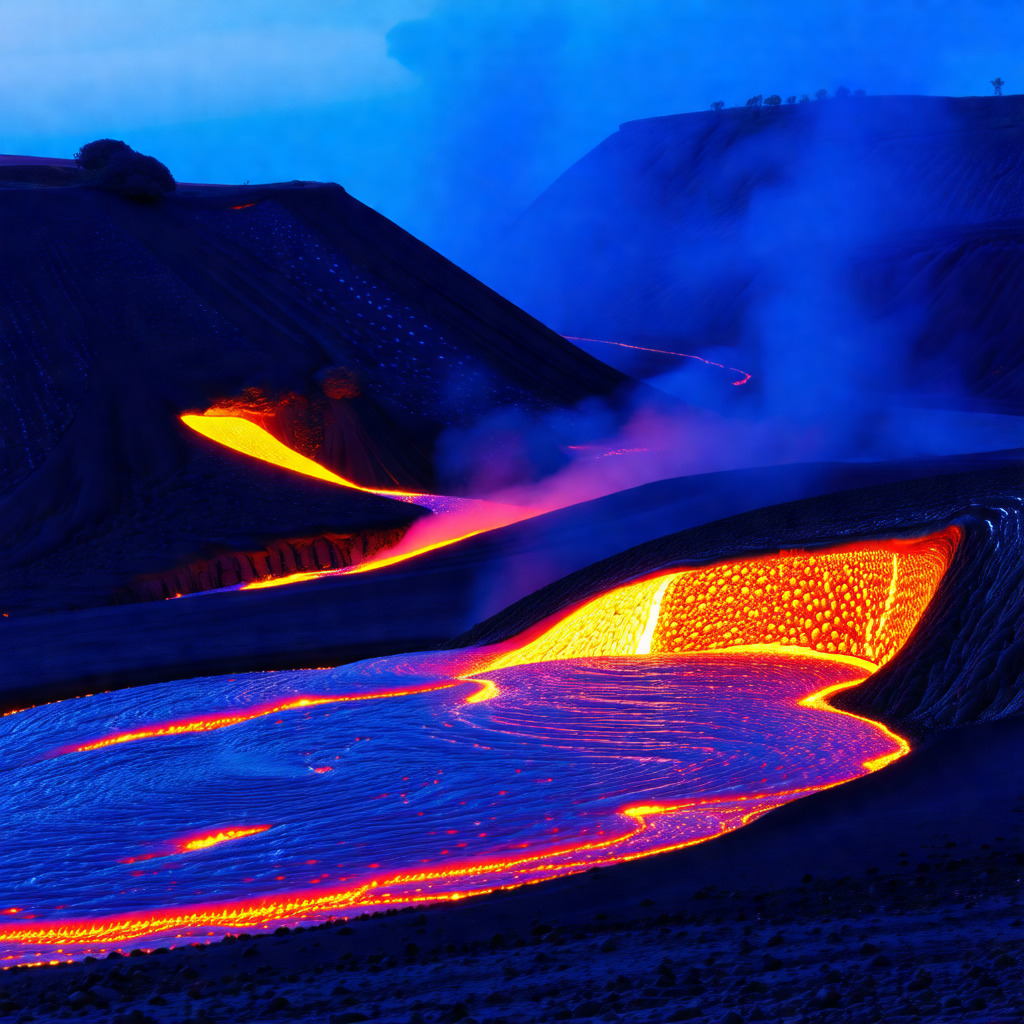 Large, open pit filled with lava