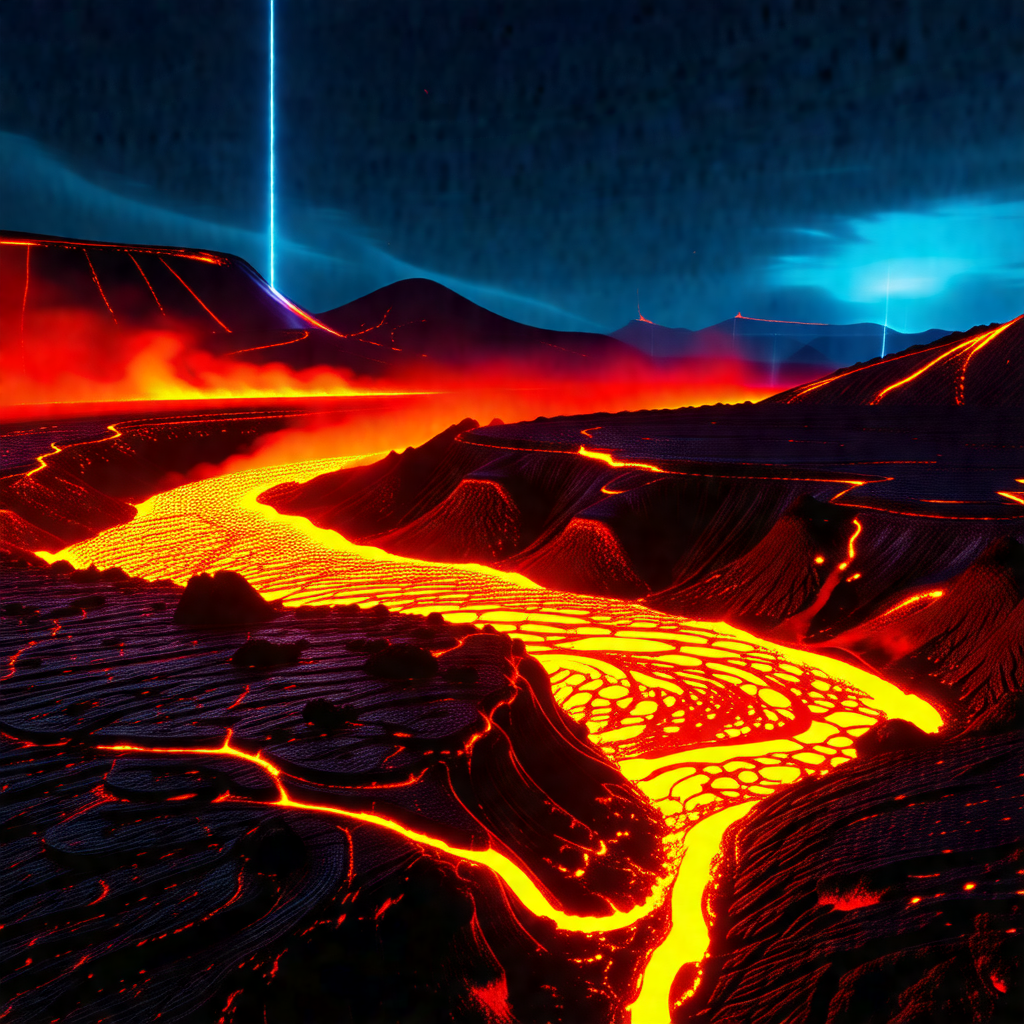Breathtaking view of a volcanic landscape, with a river o...