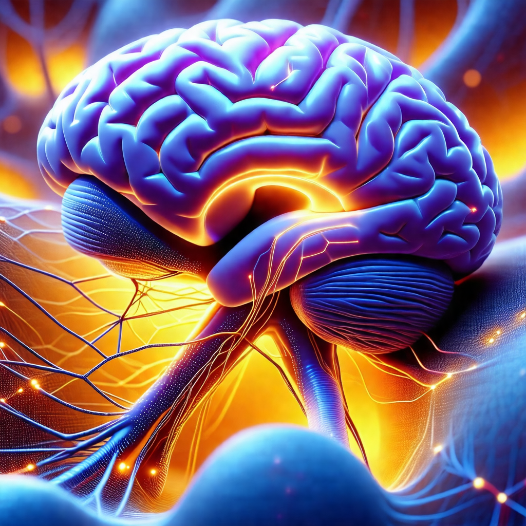 Close-up of a human brain, with a focus on the frontal lobe