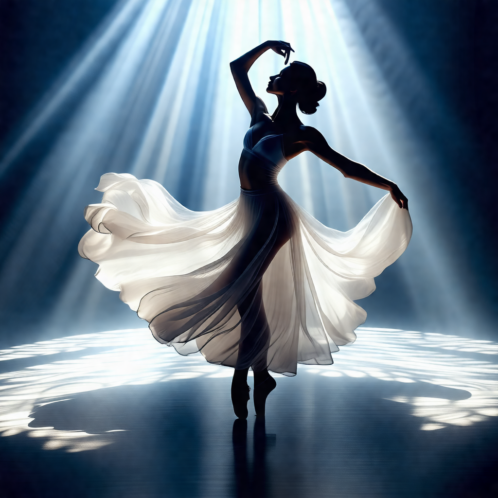 Woman in a white dress, standing on a stage and performin...
