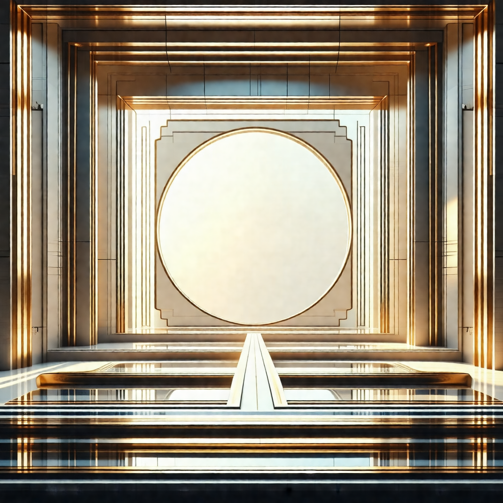 Large, round, white circle in the center of a building