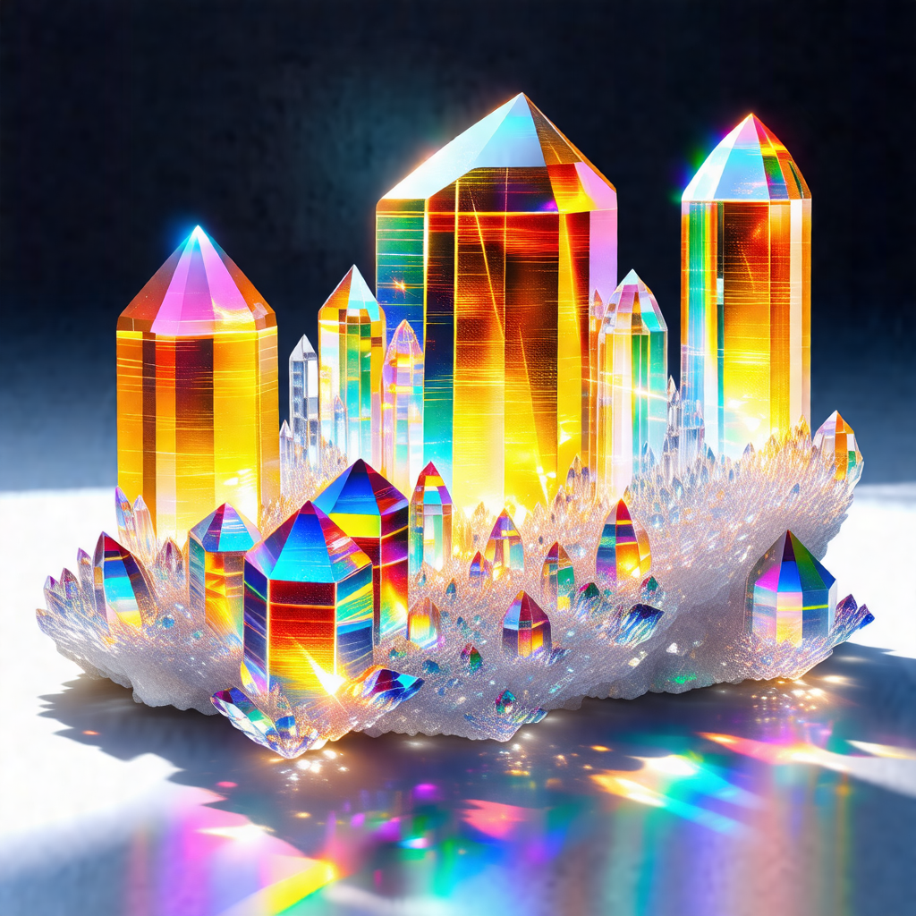 Colorful and intricate crystal structure, resembling a ca...