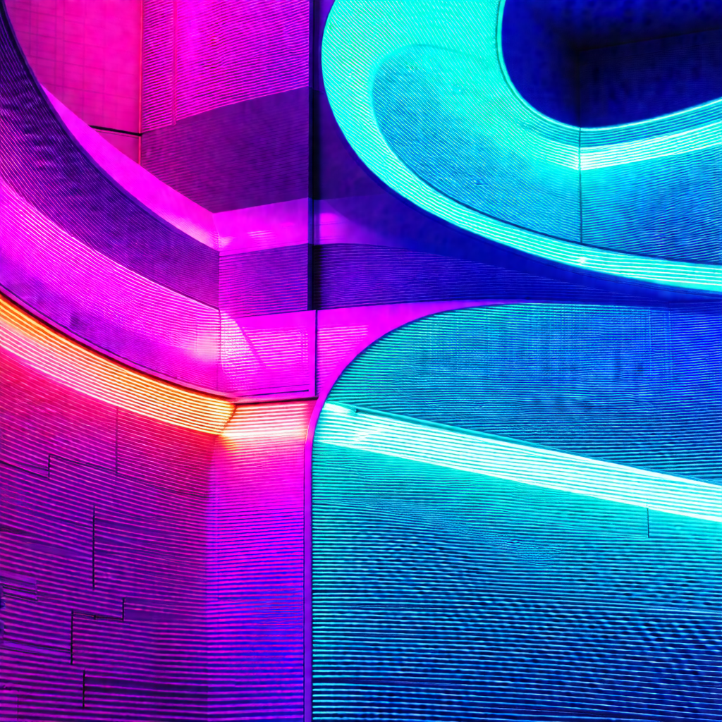 Brightly lit tunnel with a colorful light display