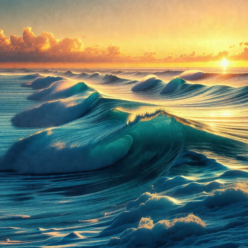 Beautiful sunset over the ocean, with the sun setting beh...