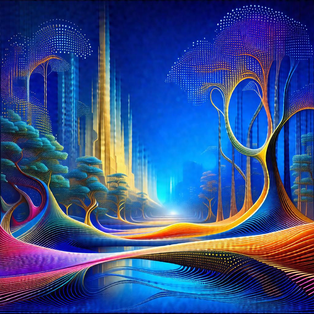 Colorful and detailed painting of a forest