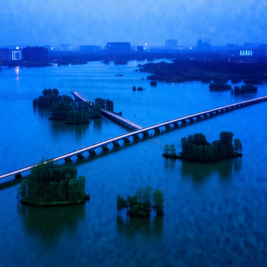 Large bridge crossing a body of water, possibly a river o...