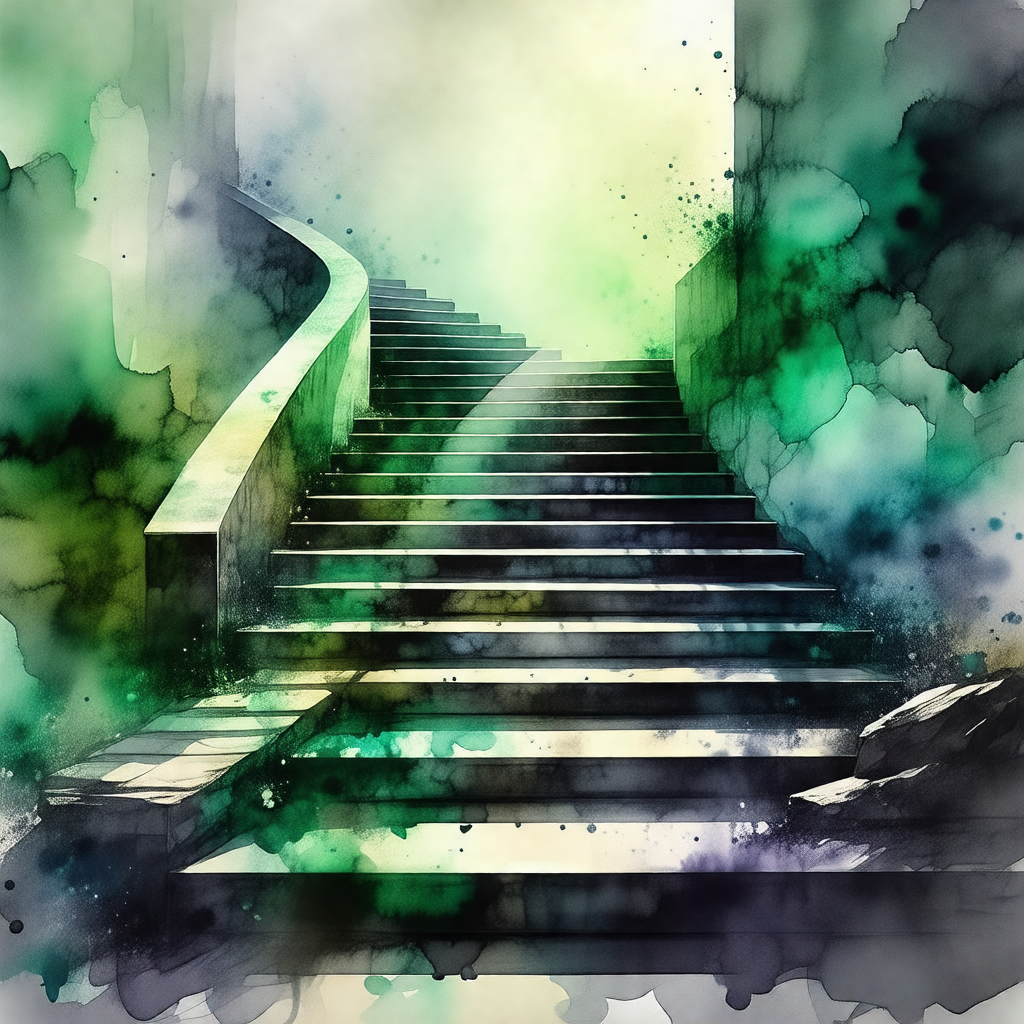 Black and white drawing of a staircase