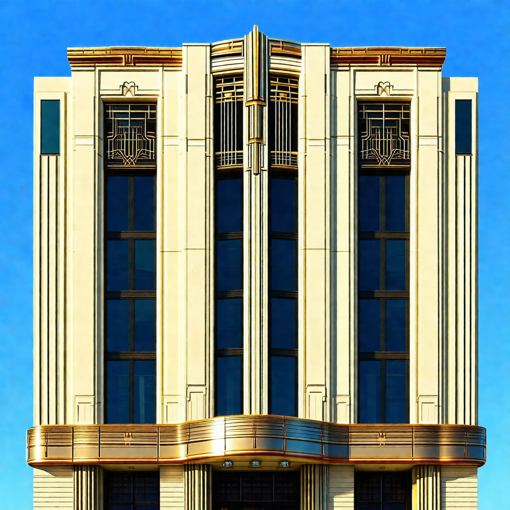 Large, white building with a gold trim