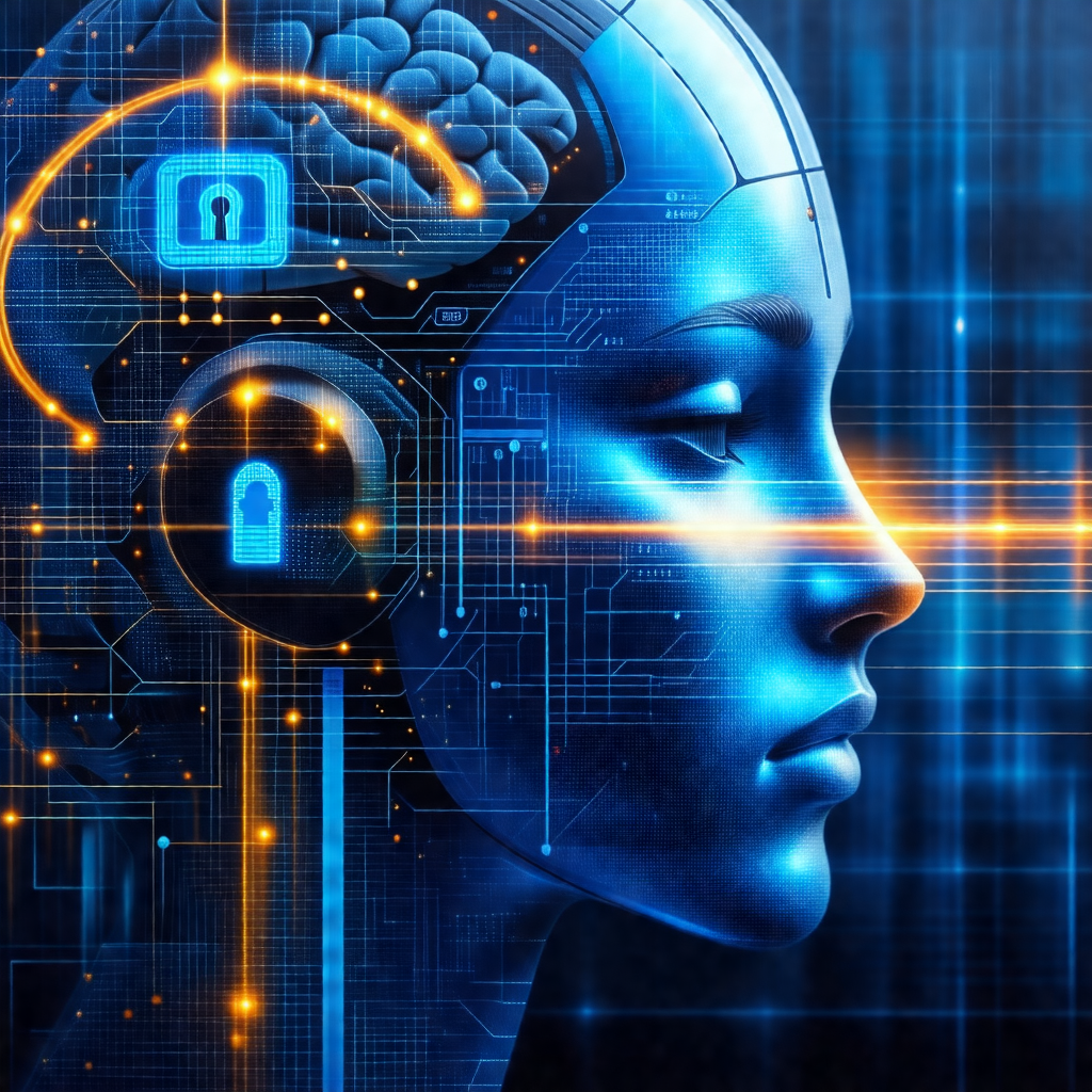 Close-up of a person's head, with a blue background