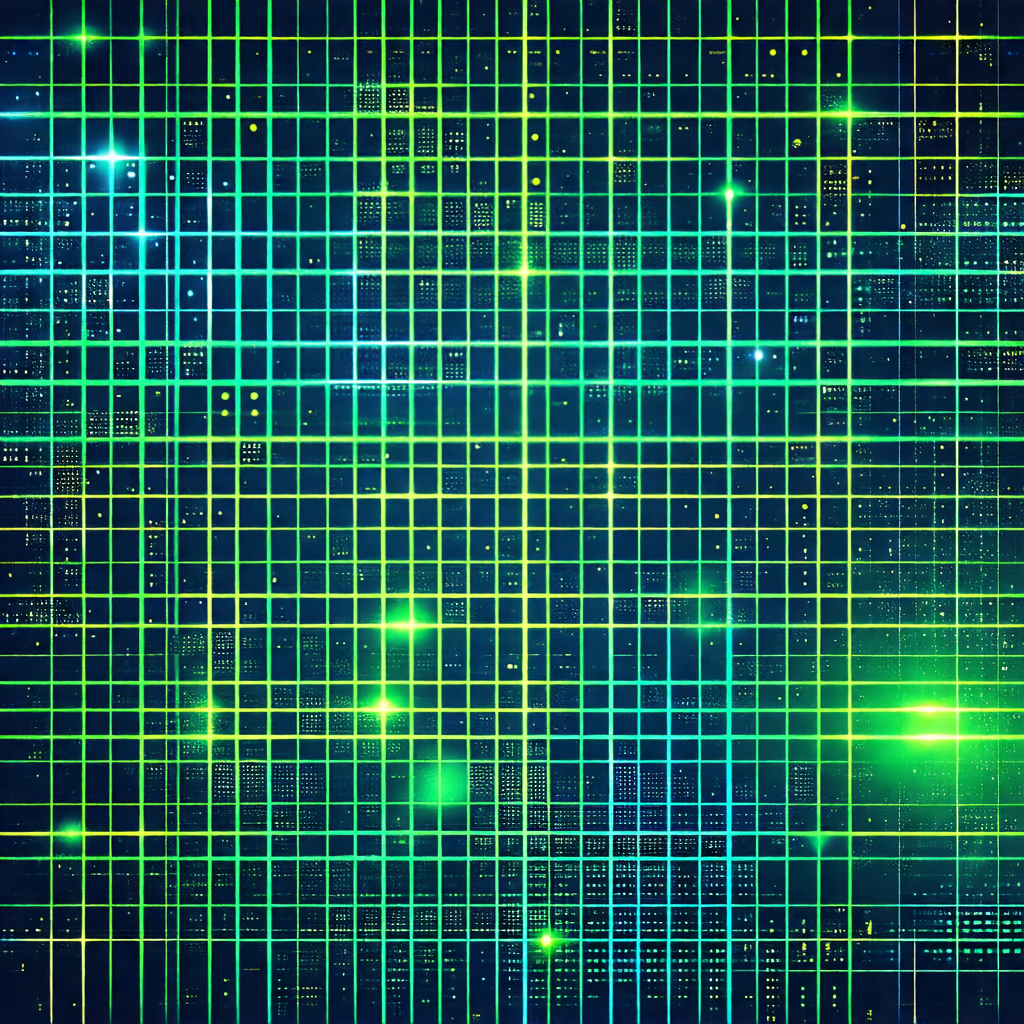 Close-up of a green and yellow grid pattern
