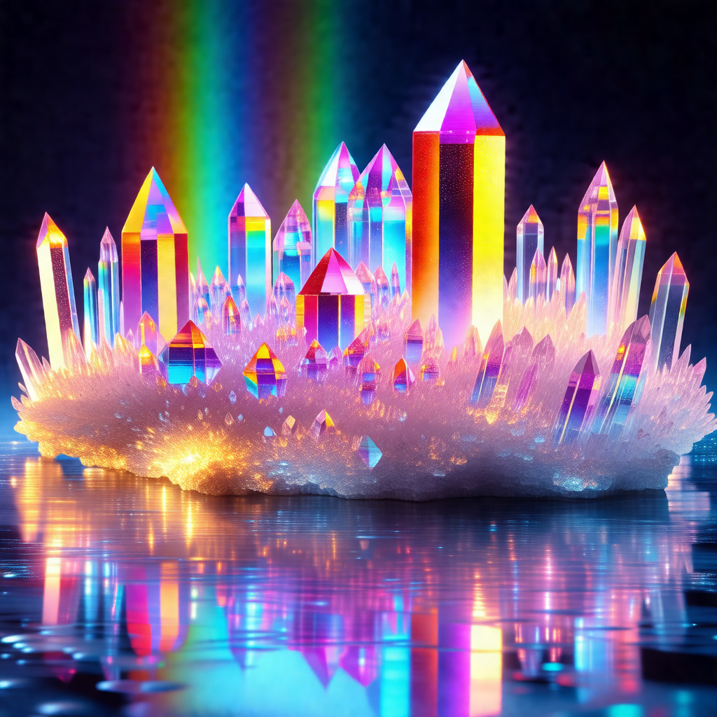 Colorful and vibrant display of crystals, possibly a scul...