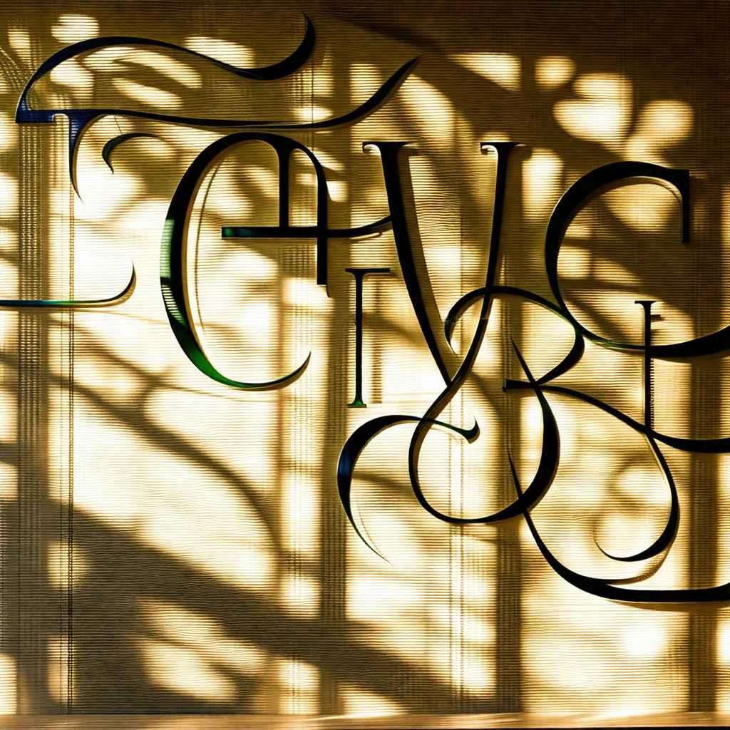 Large, ornate letter "t" made of metal, situated on a wall