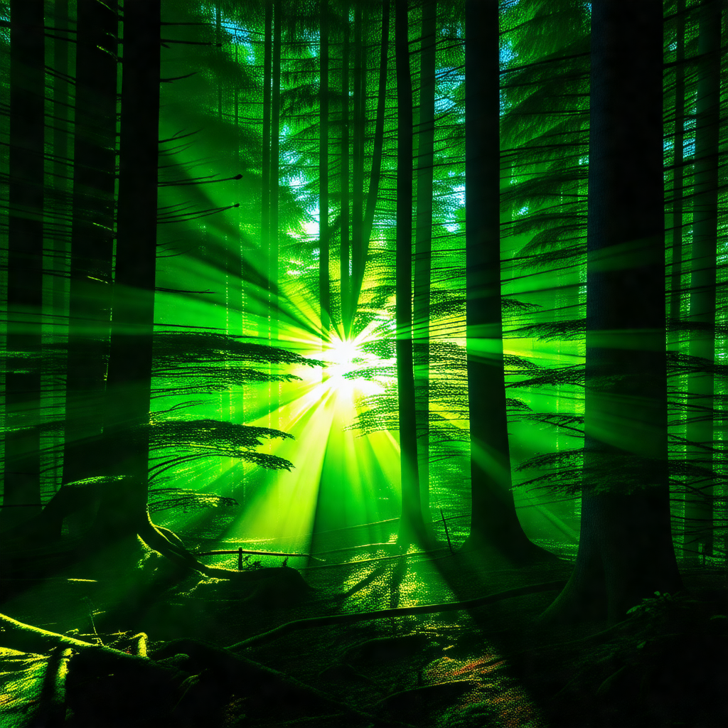 Lush green forest filled with tall trees