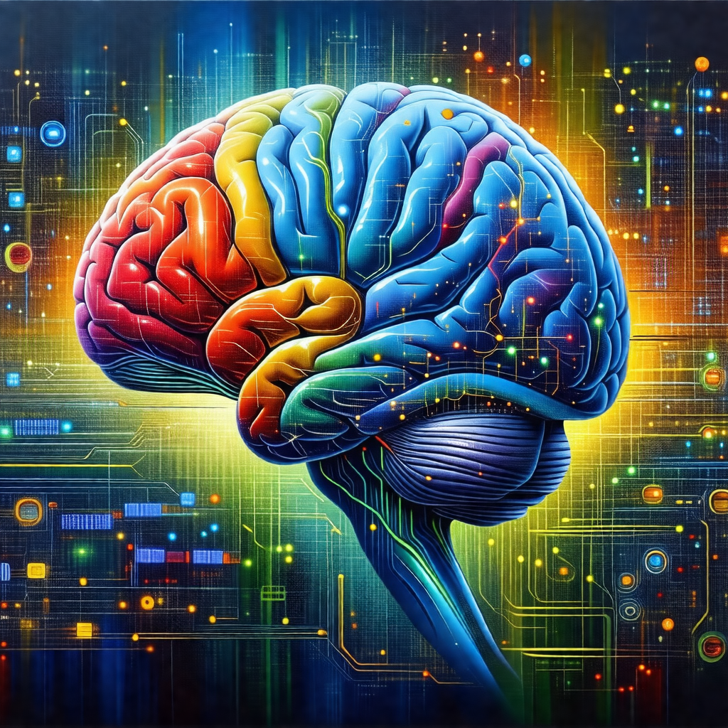 Colorful and detailed illustration of a human brain