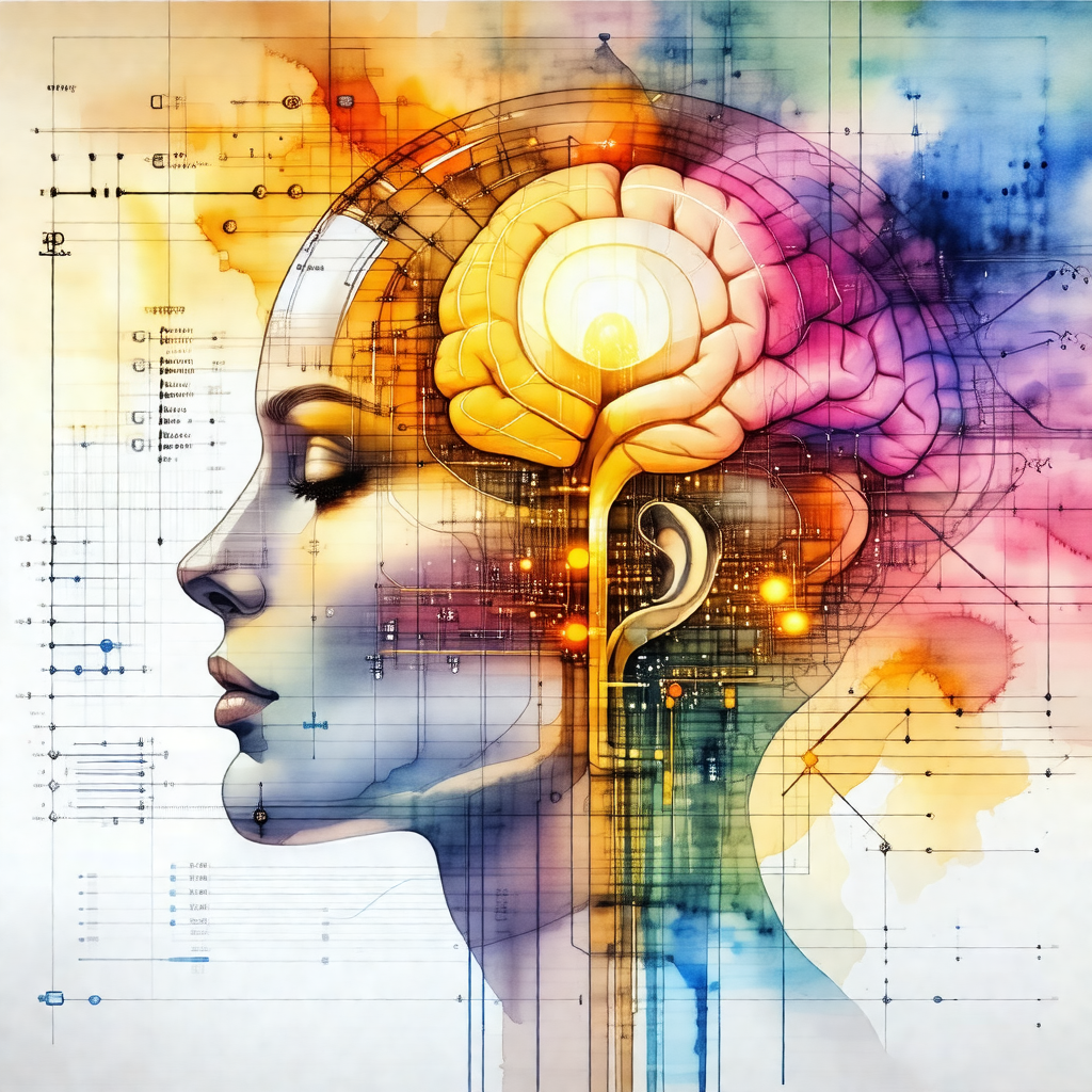 Colorful and detailed illustration of a woman's head