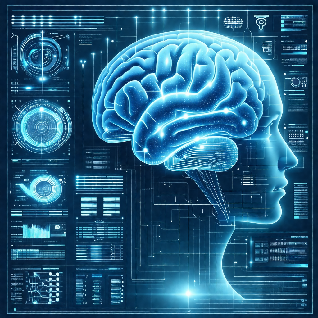 Close-up of a human head, with a focus on the brain