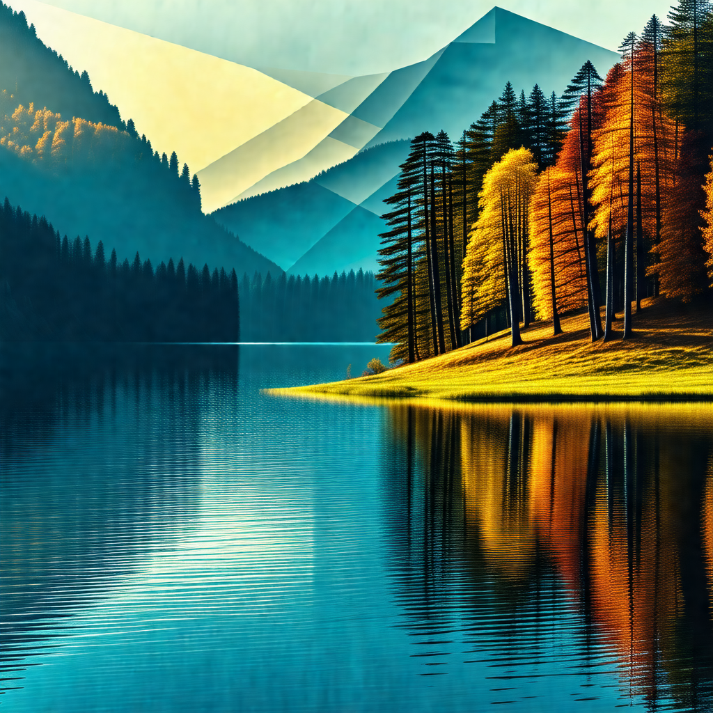 Serene scene of a lake surrounded by a forest