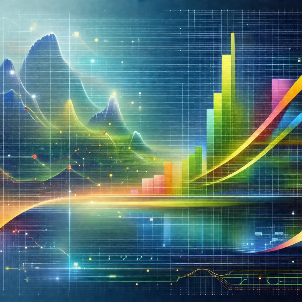 Colorful and abstract representation of a mountain range