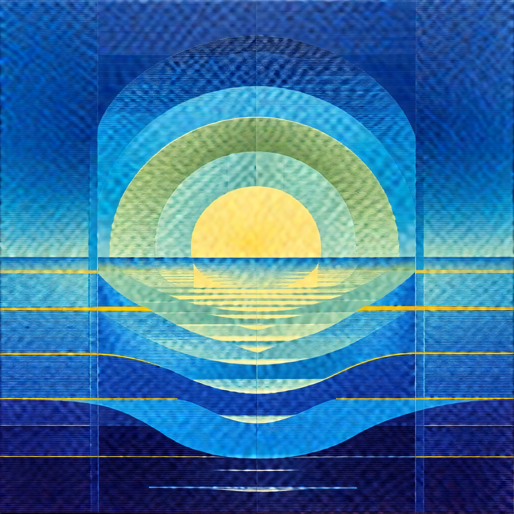 Beautiful painting of the ocean with a sunset in the back...