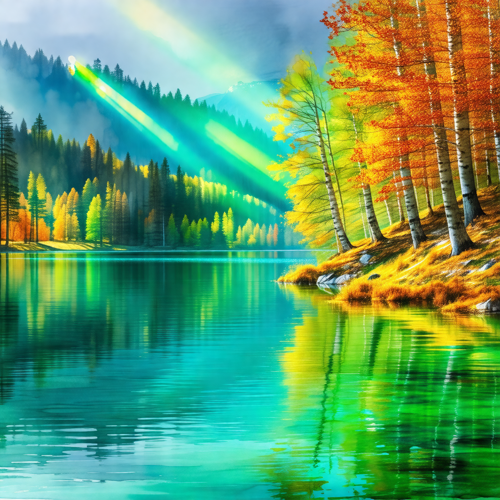 Serene scene of a lake surrounded by trees