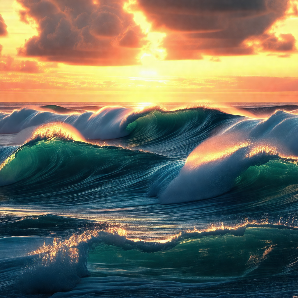Captures a beautiful sunset over the ocean, with the sun ...