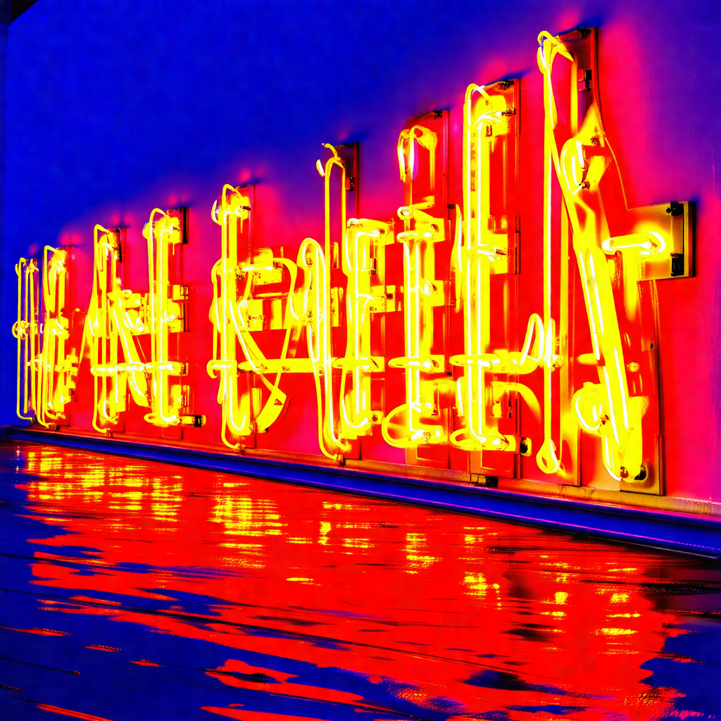 Large neon sign that reads "vanity fair