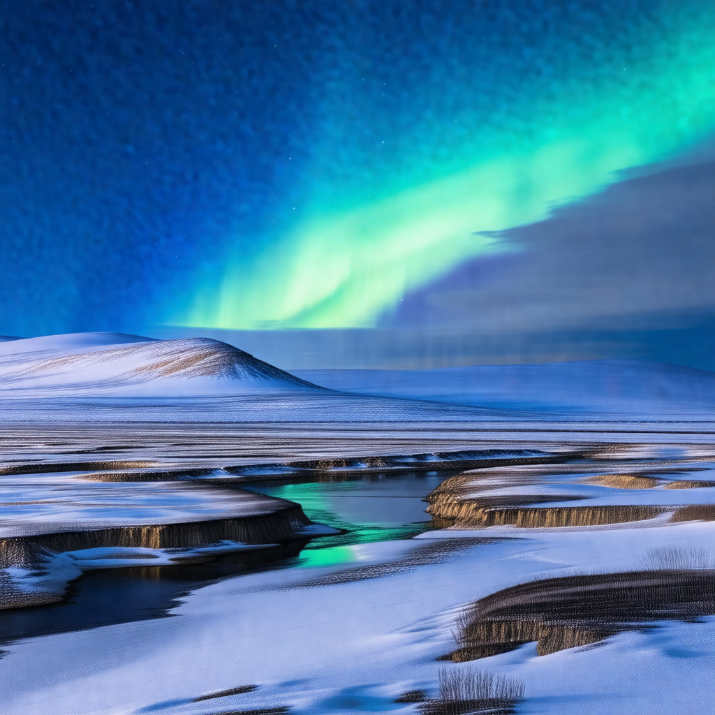 Captures a beautiful night scene with a river flowing thr...