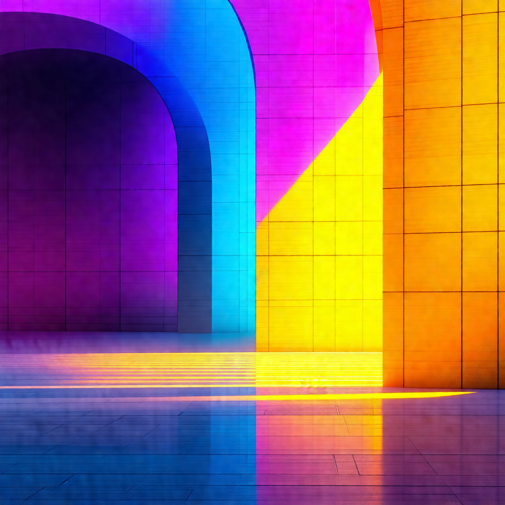 Large, colorful tunnel with a vibrant blue and yellow col...
