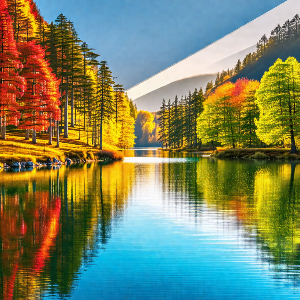 Serene scene of a lake surrounded by trees