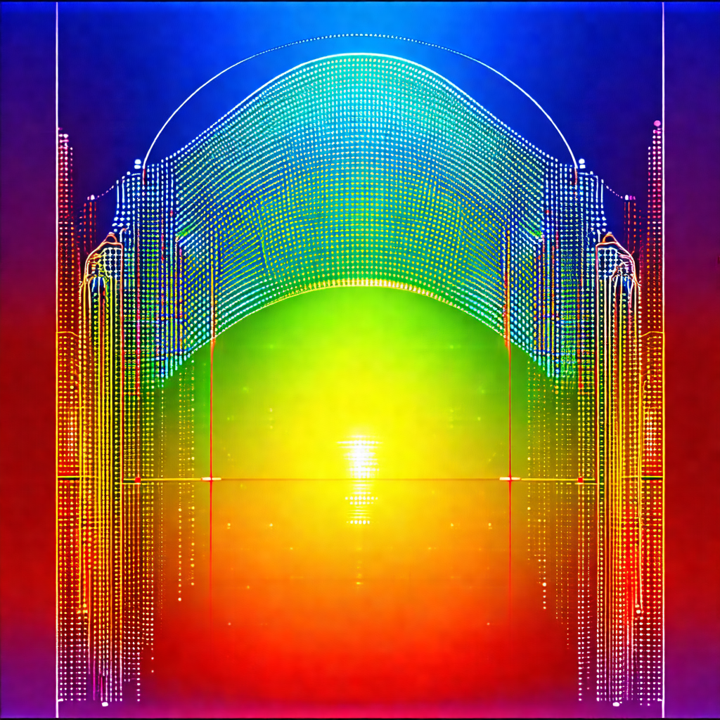 Colorful archway with a rainbow-colored design