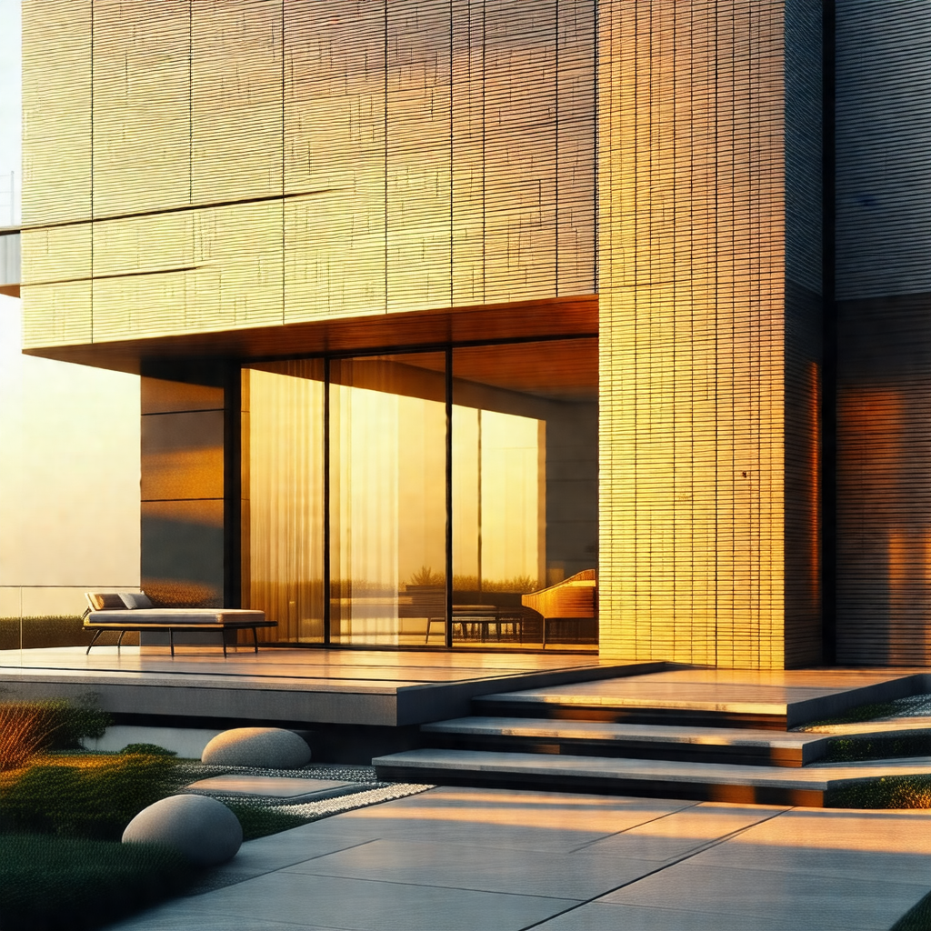 Large, modern-looking house with a large glass door