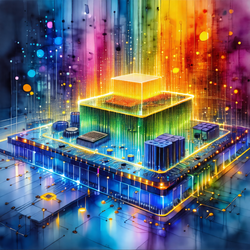 Colorful and detailed illustration of a computer chip