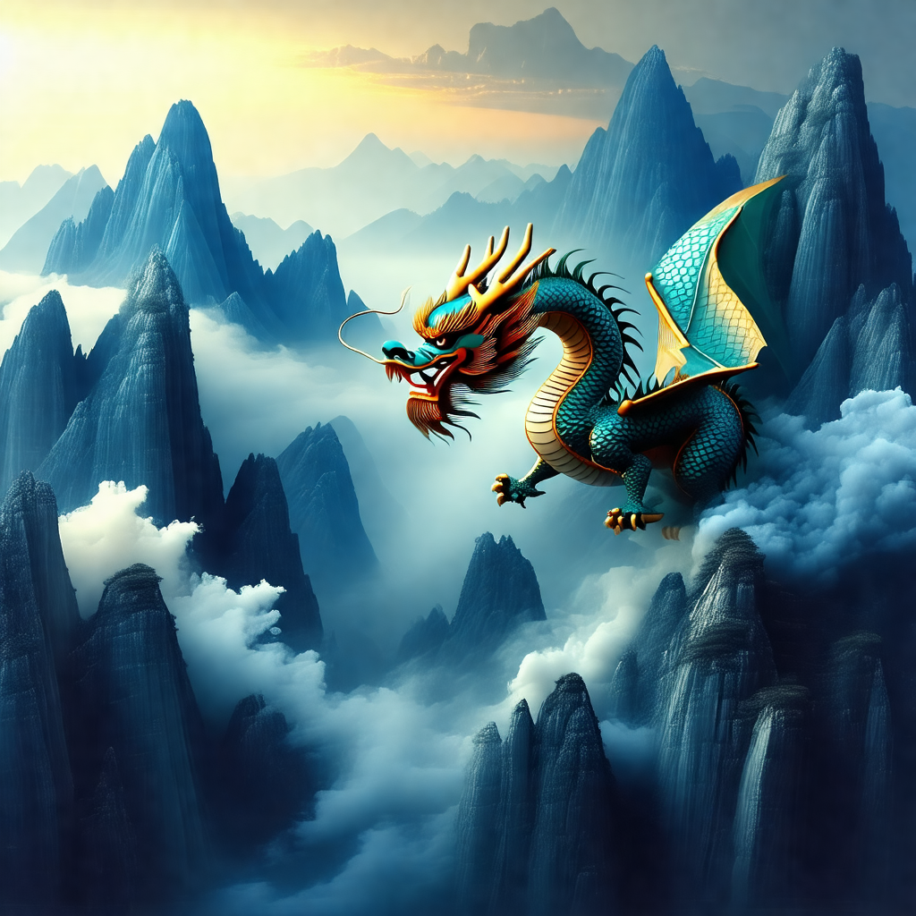 Dragon flying through the sky, with its mouth open as if ...
