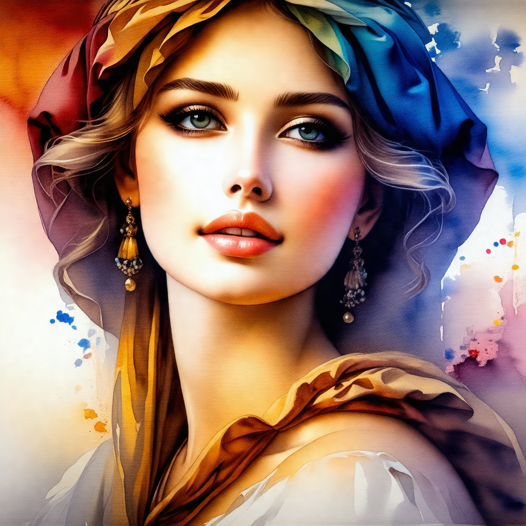 Beautiful woman with long blonde hair, wearing a flowing ...