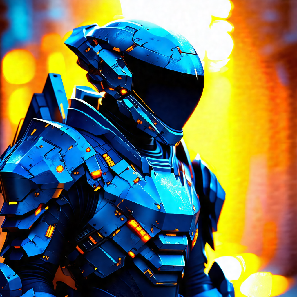 Futuristic robot with a blue and silver color scheme