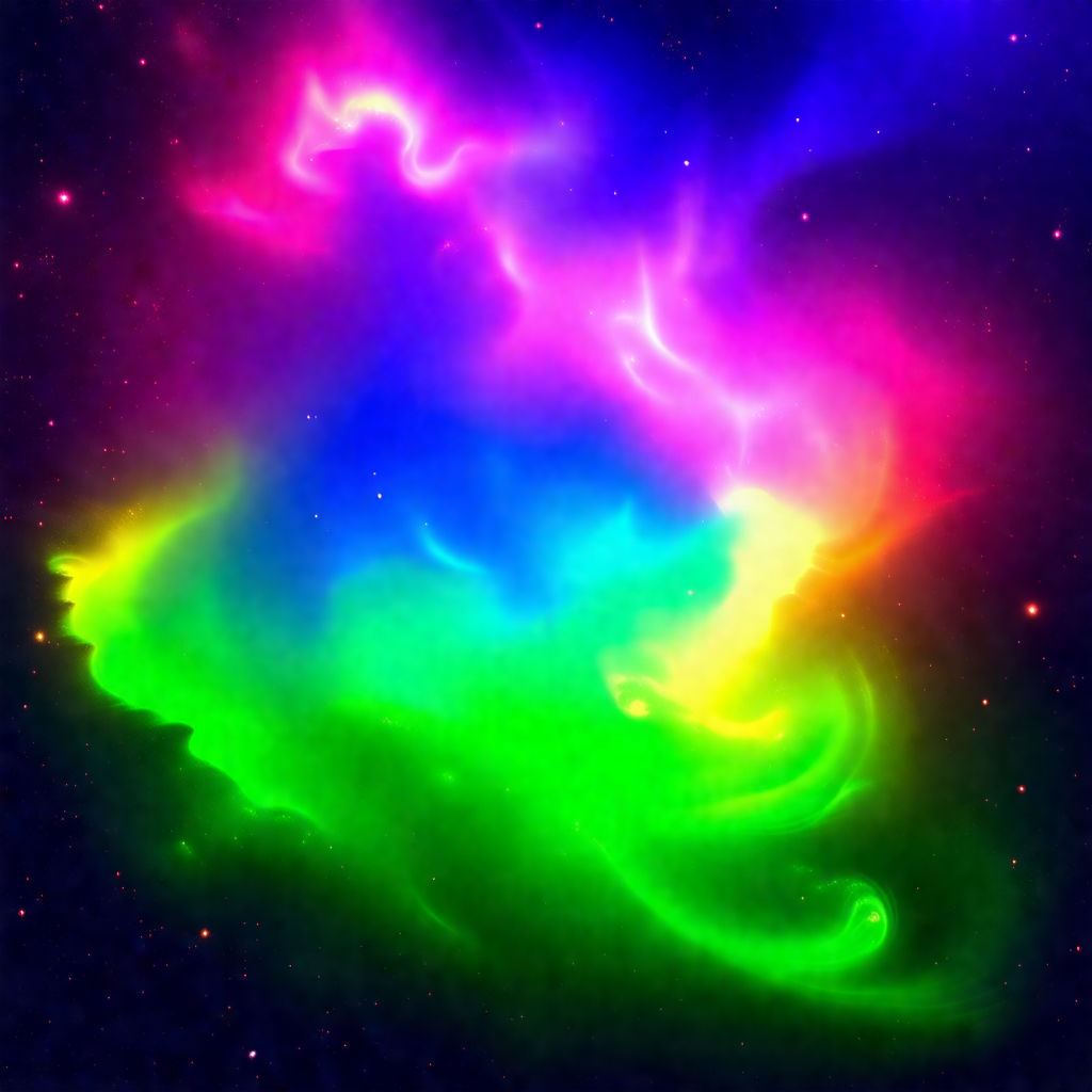 Vibrant and colorful nebula, which appears to be a part o...