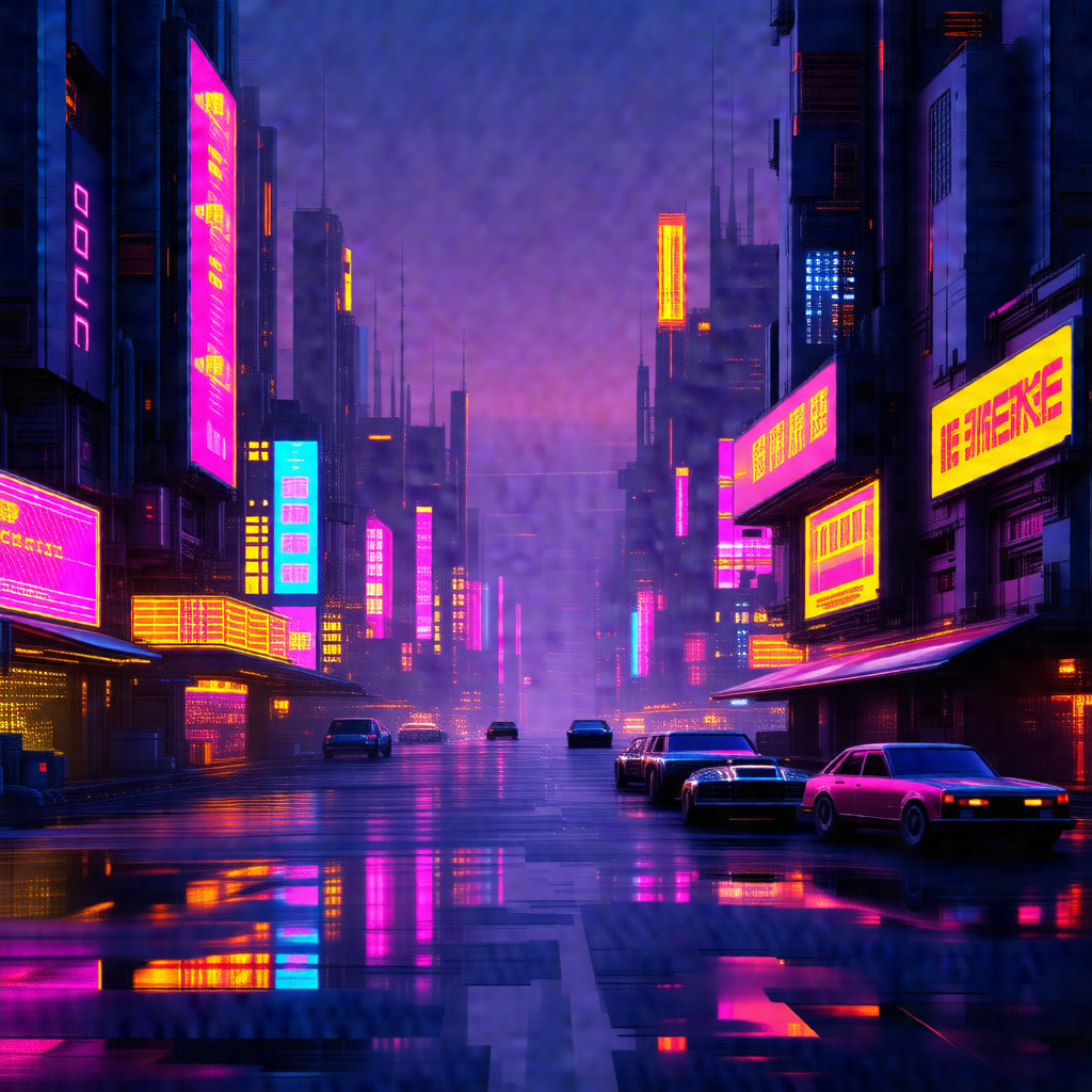 City street at night, with a line of cars driving down th...