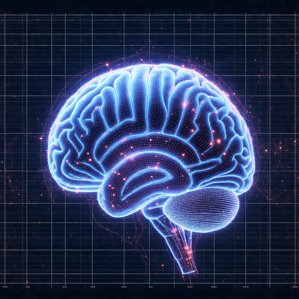 Close-up of a human brain, with a focus on the frontal lobe