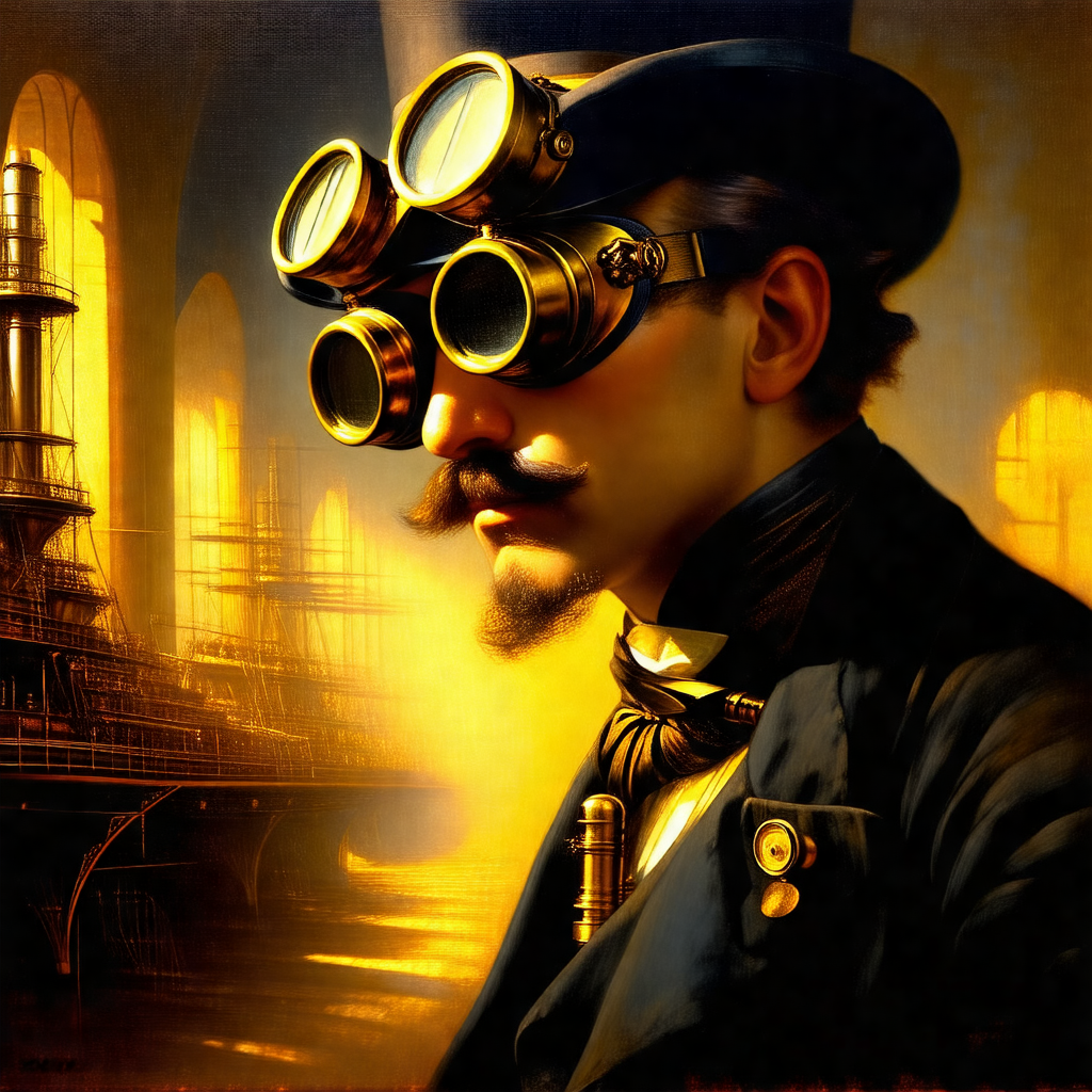 Man wearing a top hat and glasses, giving him a distincti...