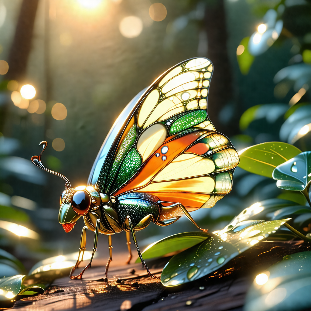 Beautiful butterfly perched on a wooden branch