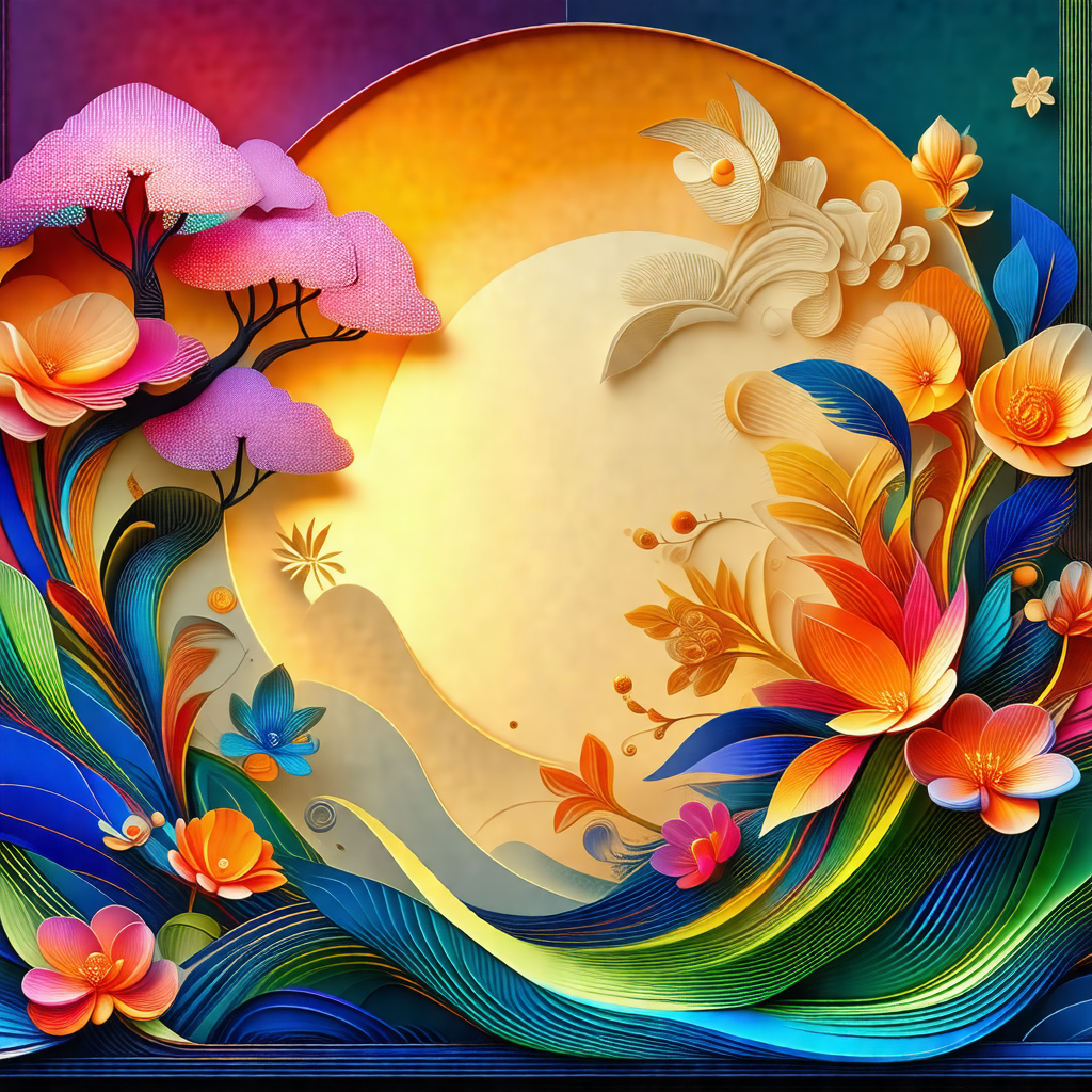 Beautifully illustrated scene of a sunset with a moon ris...