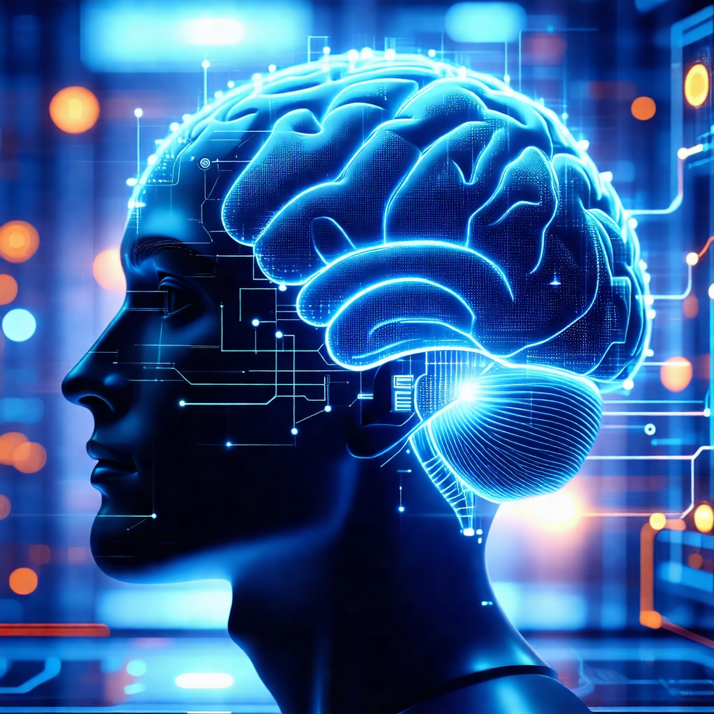 Close-up of a human head with a blue background