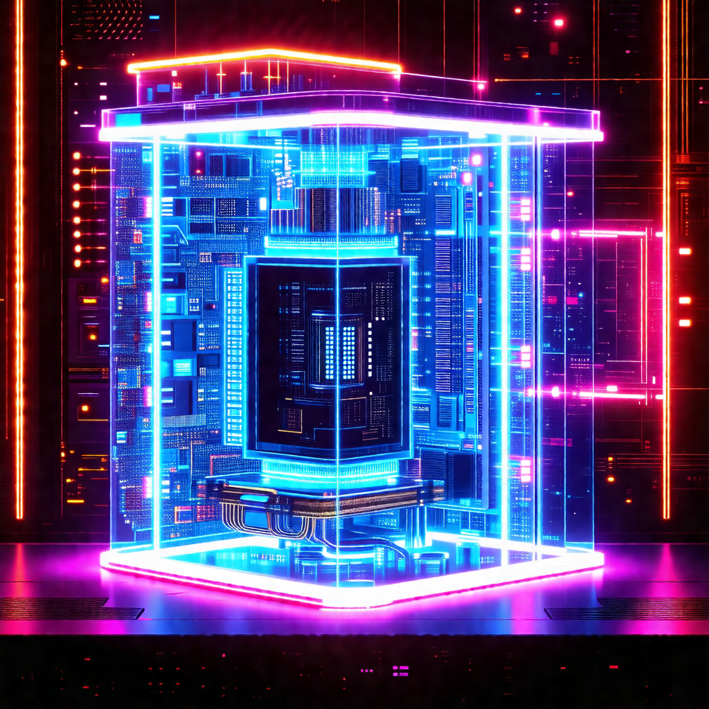 Large, blue, glowing box with a futuristic design