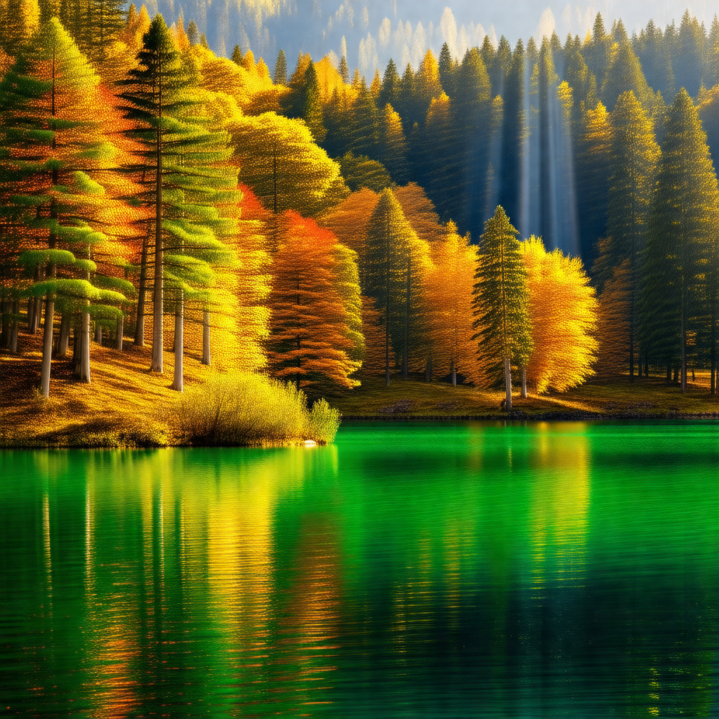 Serene lake surrounded by a forest of trees